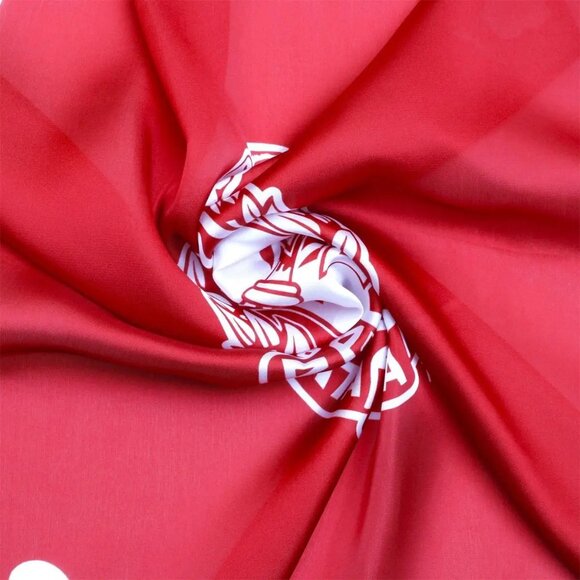 Delta Sigma Theta Sorority Scarf – Red & White Silky Square with Shield - Picture 4 of 5